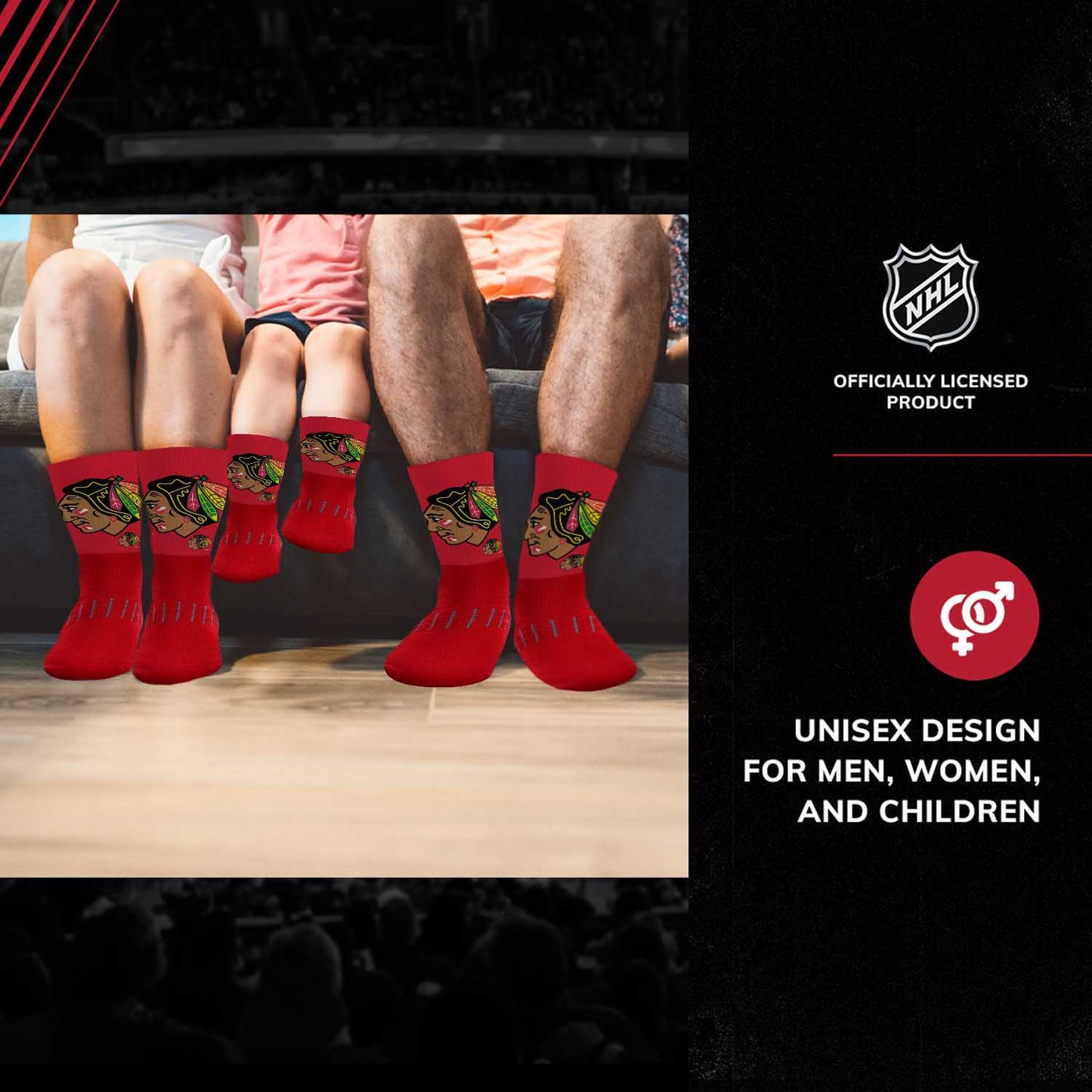 Chicago Blackhawks Adult NHL Zoom Curve Team Crew Socks - Red