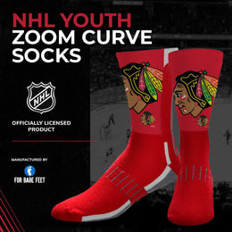 Chicago Blackhawks Youth NHL Zoom Curve Team Crew Socks - Red