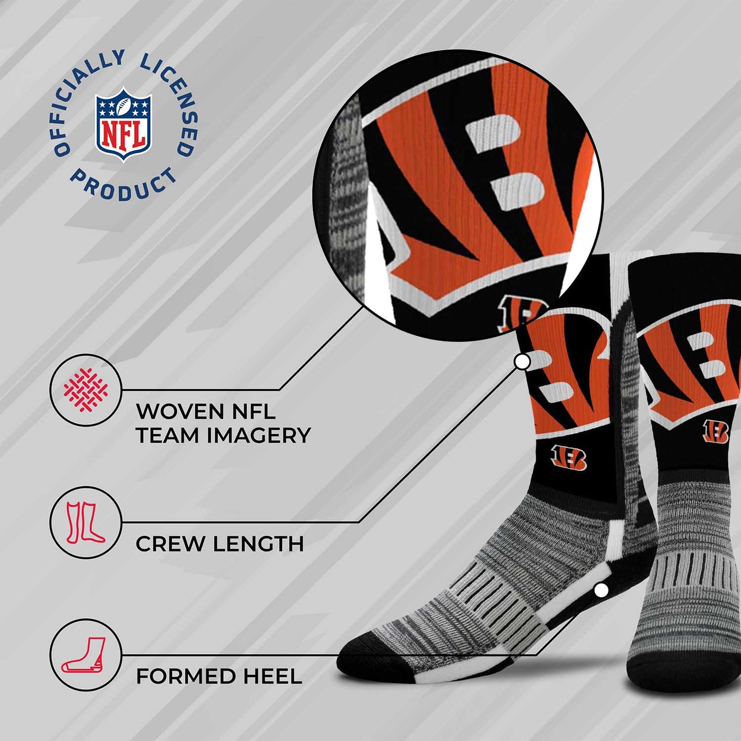 Cincinnati Bengals NFL V Curve  Socks - Black