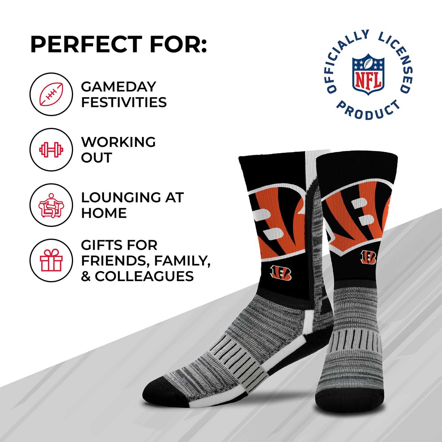 Cincinnati Bengals NFL V Curve  Socks - Black