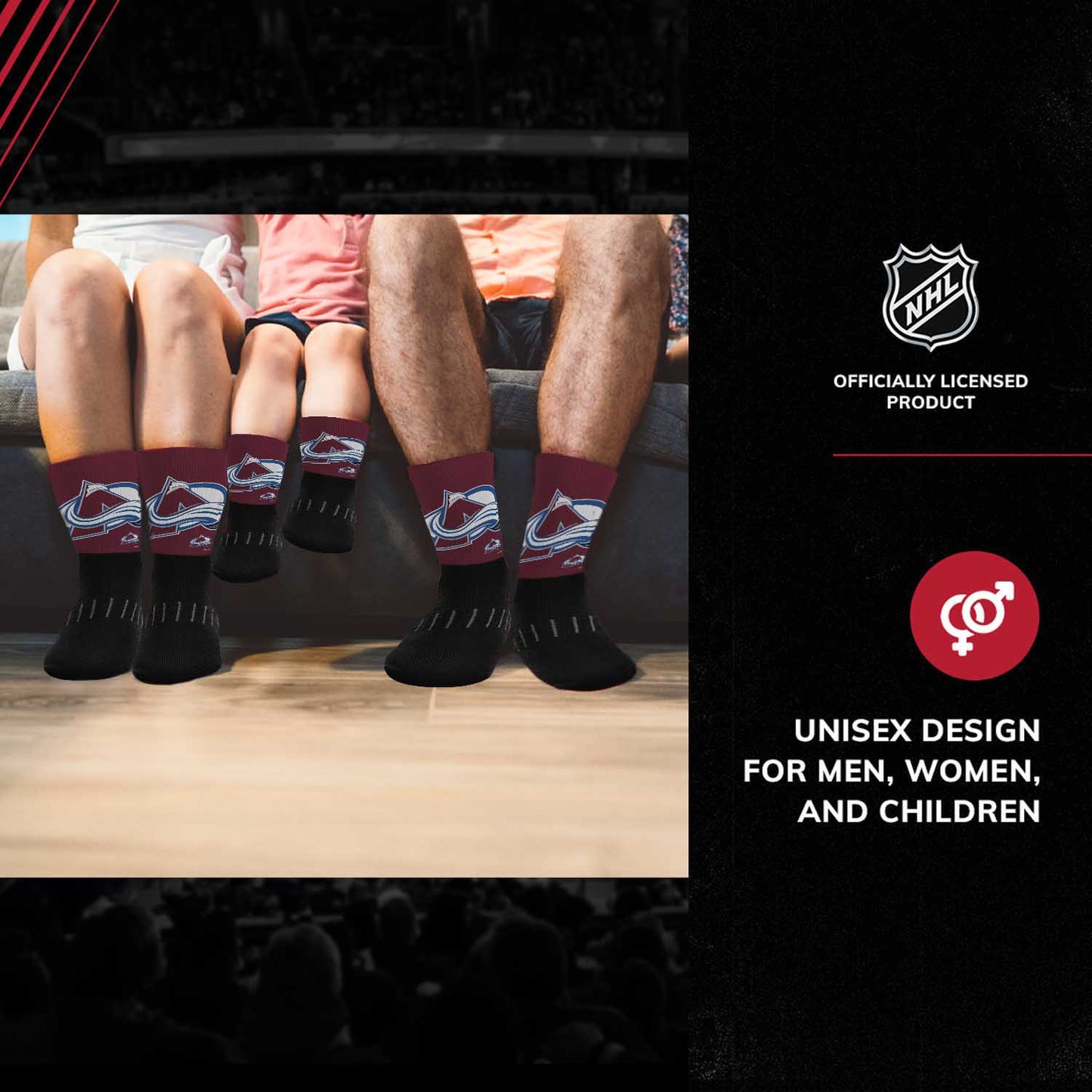 Colorado Avalanche Adult NHL Zoom Curve Team Crew Socks - Black