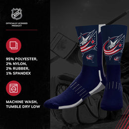 Columbus Blue Jackets Youth NHL Zoom Curve Team Crew Socks - Navy
