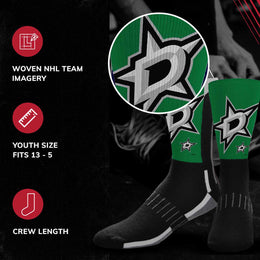Dallas Stars Youth NHL Zoom Curve Team Crew Socks - Black