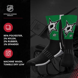 Dallas Stars Youth NHL Zoom Curve Team Crew Socks - Black