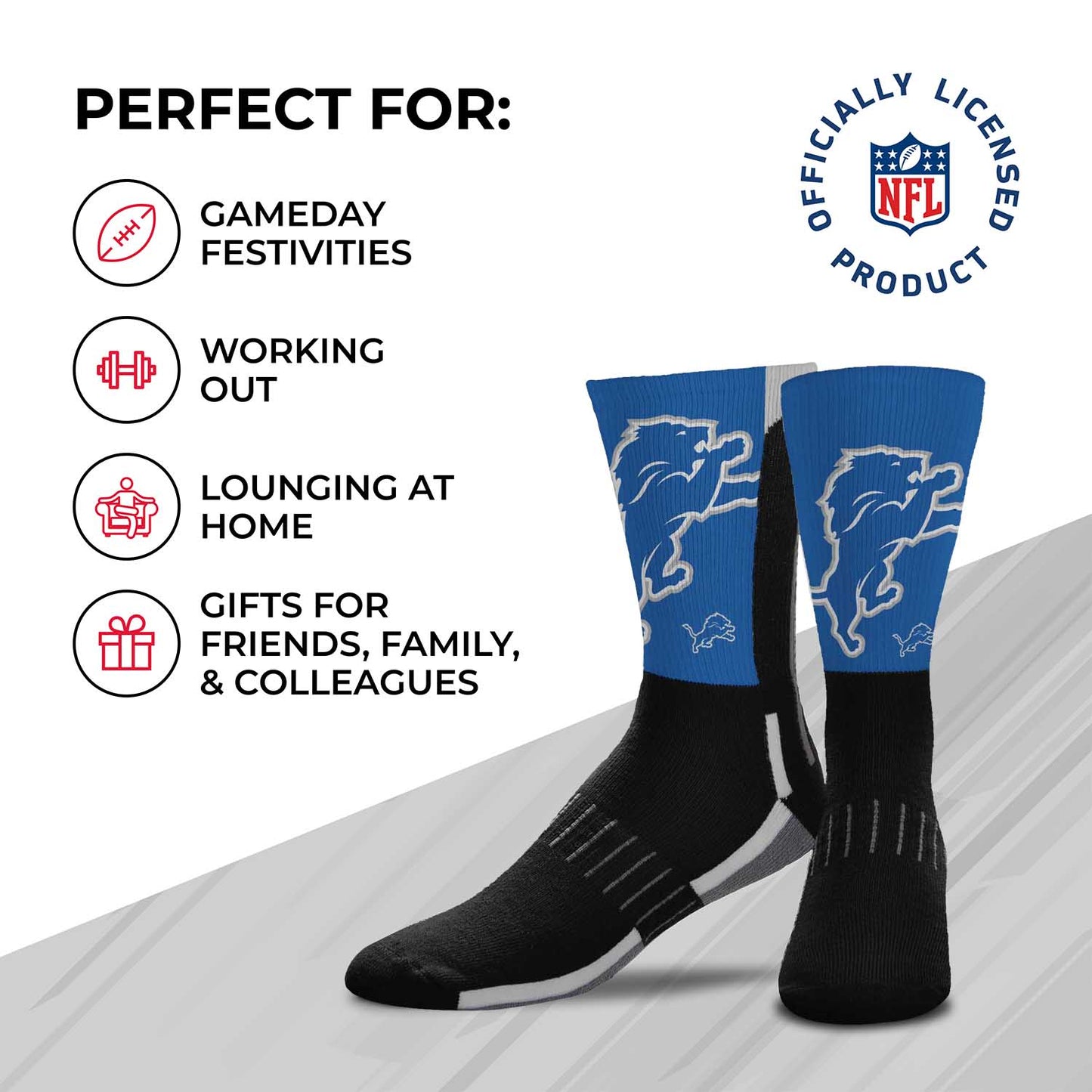Detroit Lions NFL Youth V Curve Socks - Black