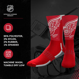 Detroit Red Wings Youth NHL Zoom Curve Team Crew Socks - Red