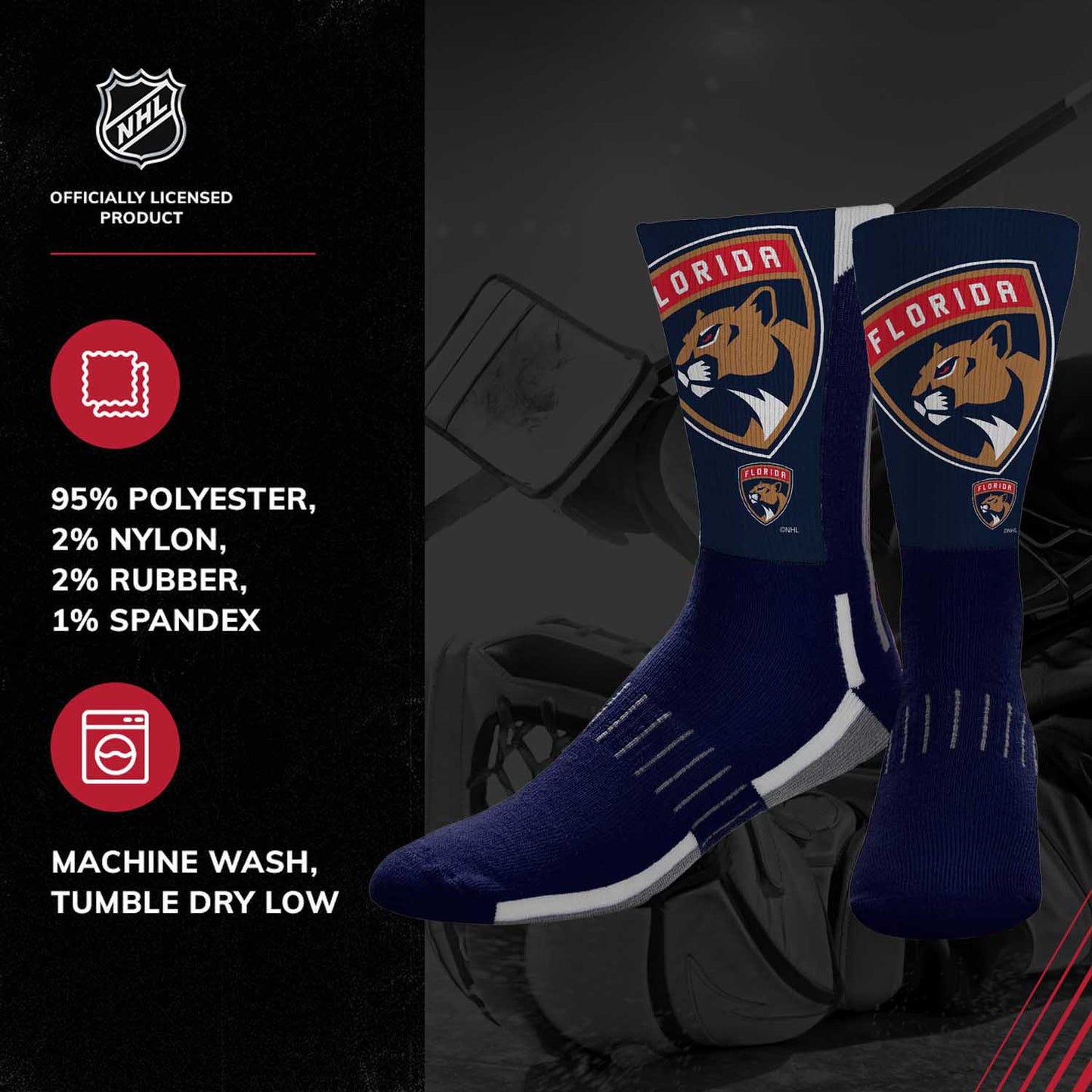 Florida Panthers Adult NHL Zoom Curve Team Crew Socks - Navy