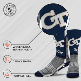 Georgia Tech Yellowjackets NCAA Adult State and University Crew Socks - Navy