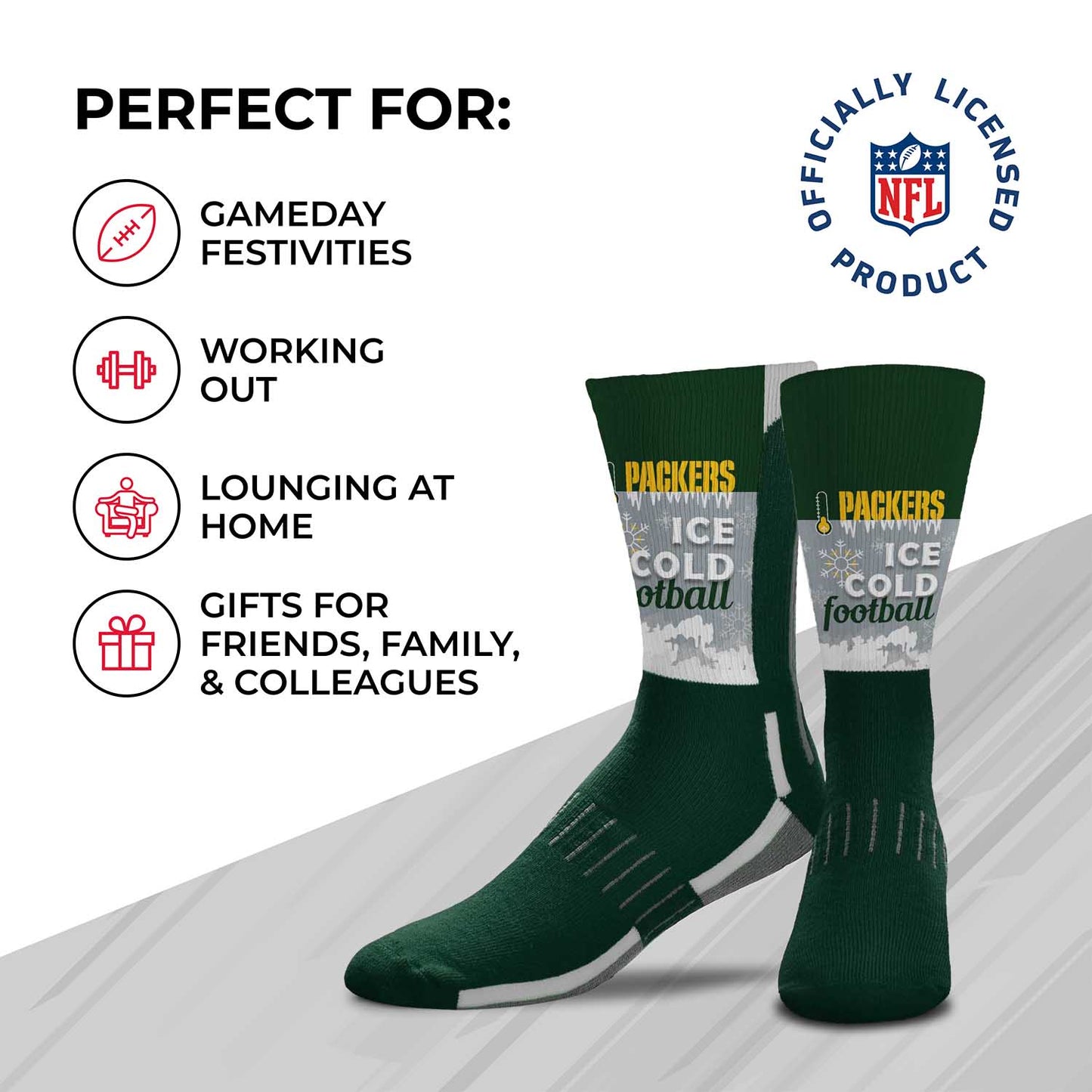 Green Bay Packers NFL Adult Zoom Location Crew Socks - Green