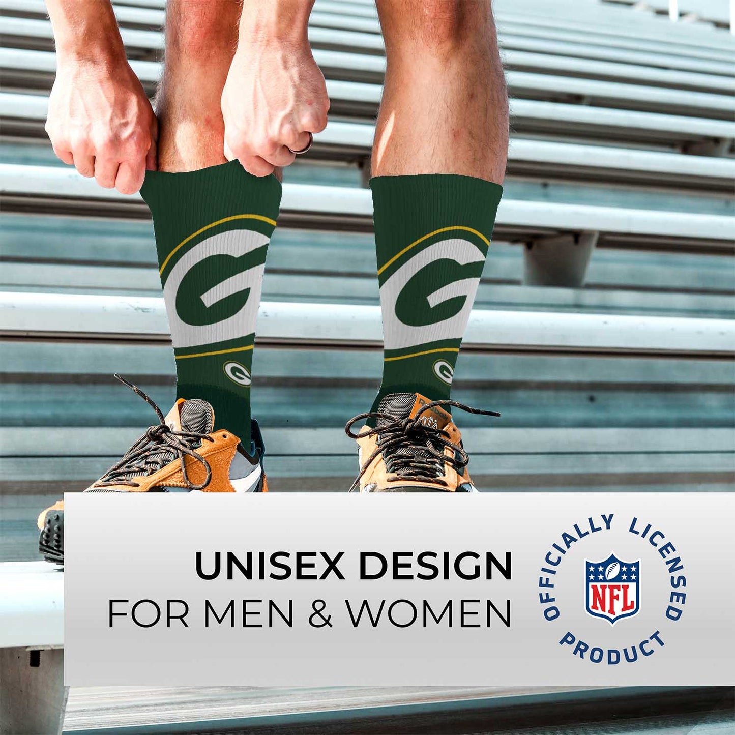 Green Bay Packers NFL V Curve  Socks - Team Color