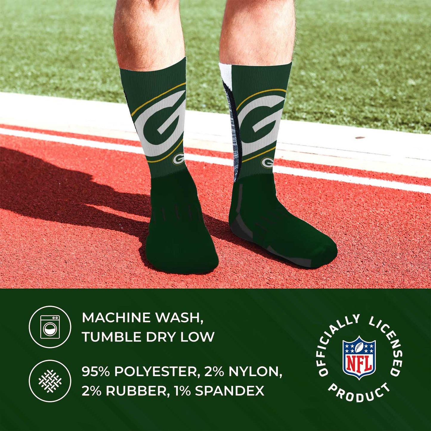 Green Bay Packers NFL V Curve  Socks - Team Color