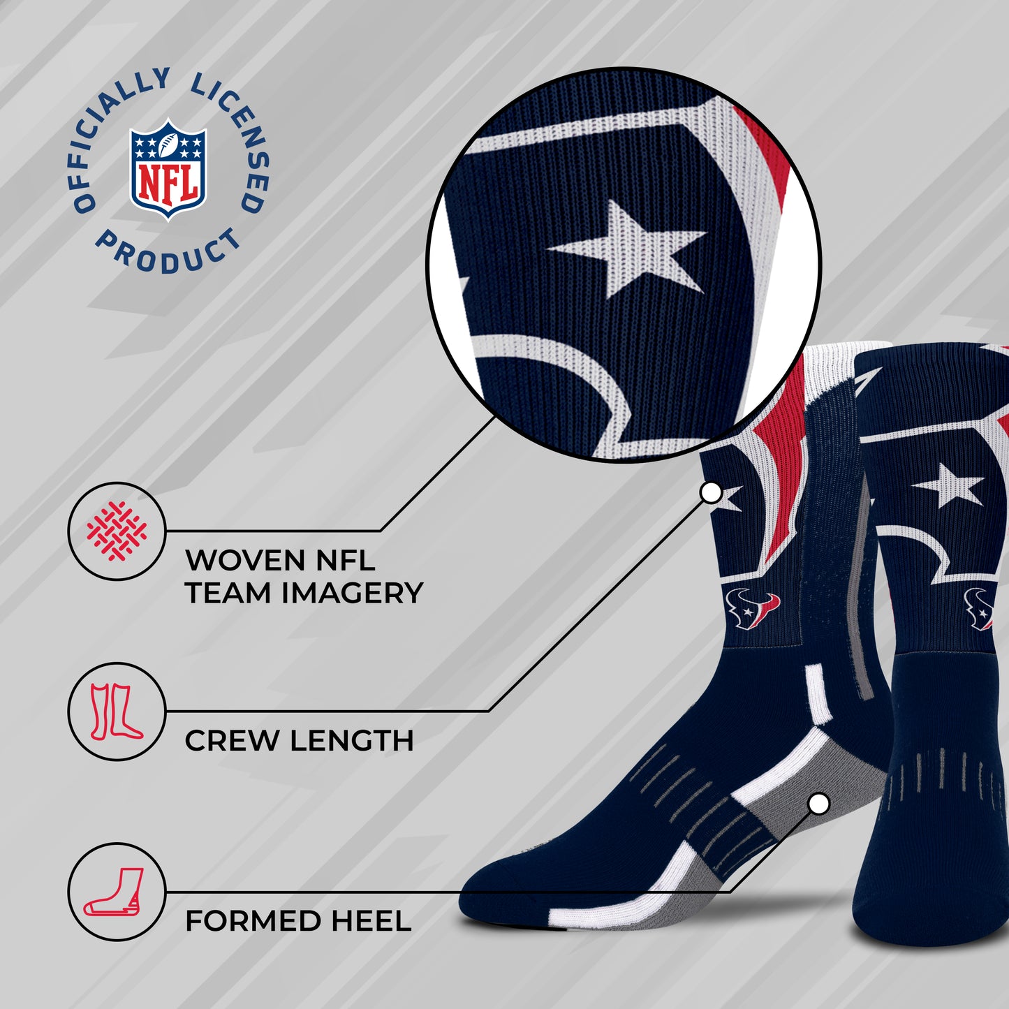 Houston Texans NFL Adult Curve Socks - Indigo/Navy
