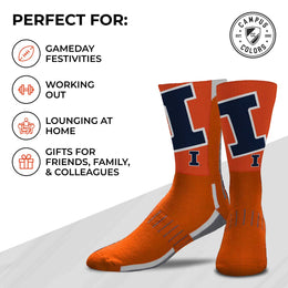 Illinois Fighting Illini NCAA Adult State and University Crew Socks - Team Color