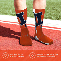 Illinois Fighting Illini NCAA Adult State and University Crew Socks - Team Color