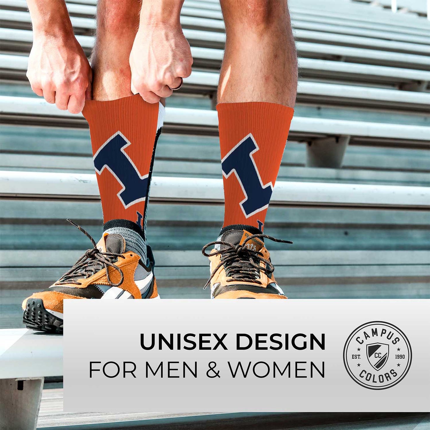 Illinois Fighting Illini NCAA Adult State and University Crew Socks - Orange