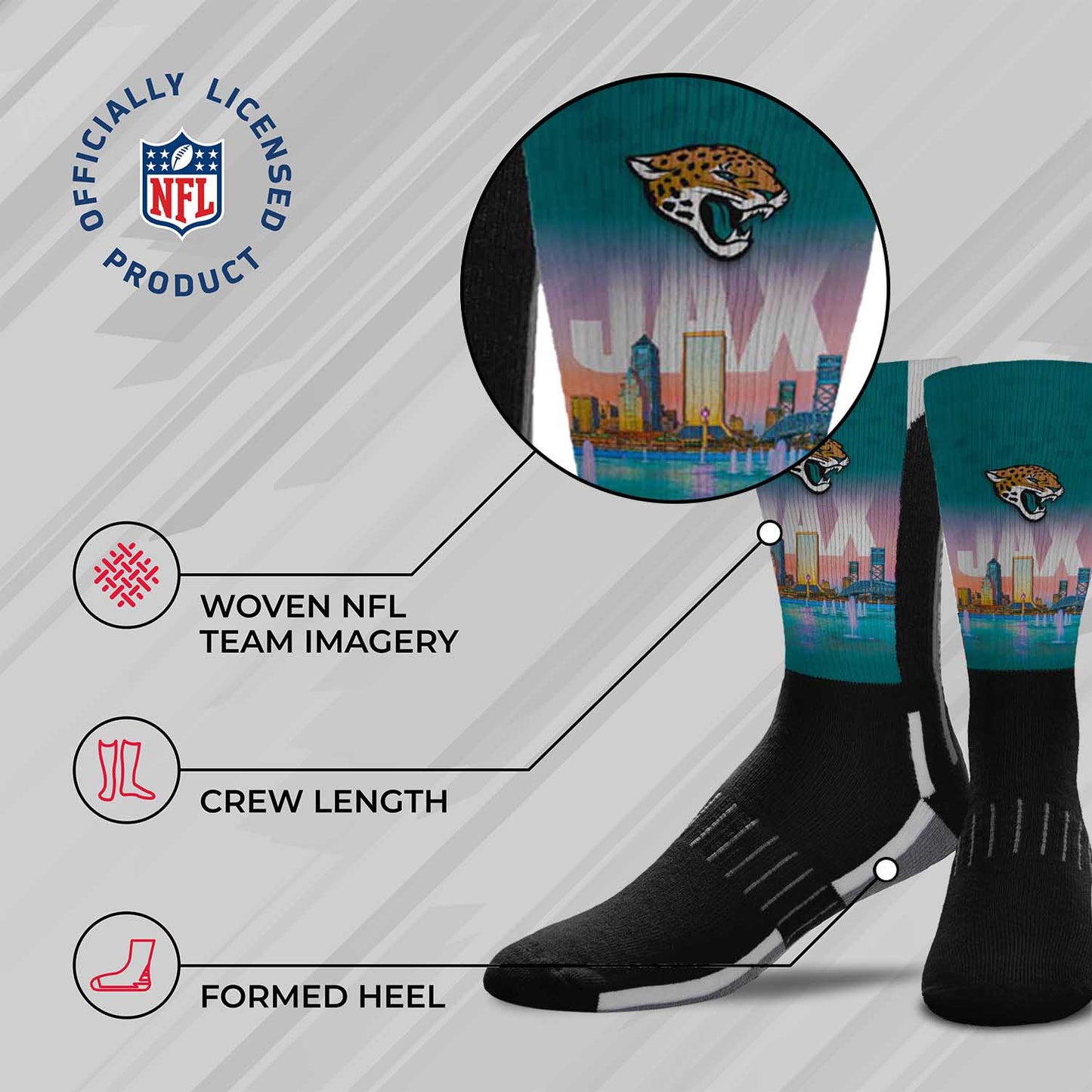 Jacksonville Jaguars NFL Youth Zoom Location Crew Socks - Black