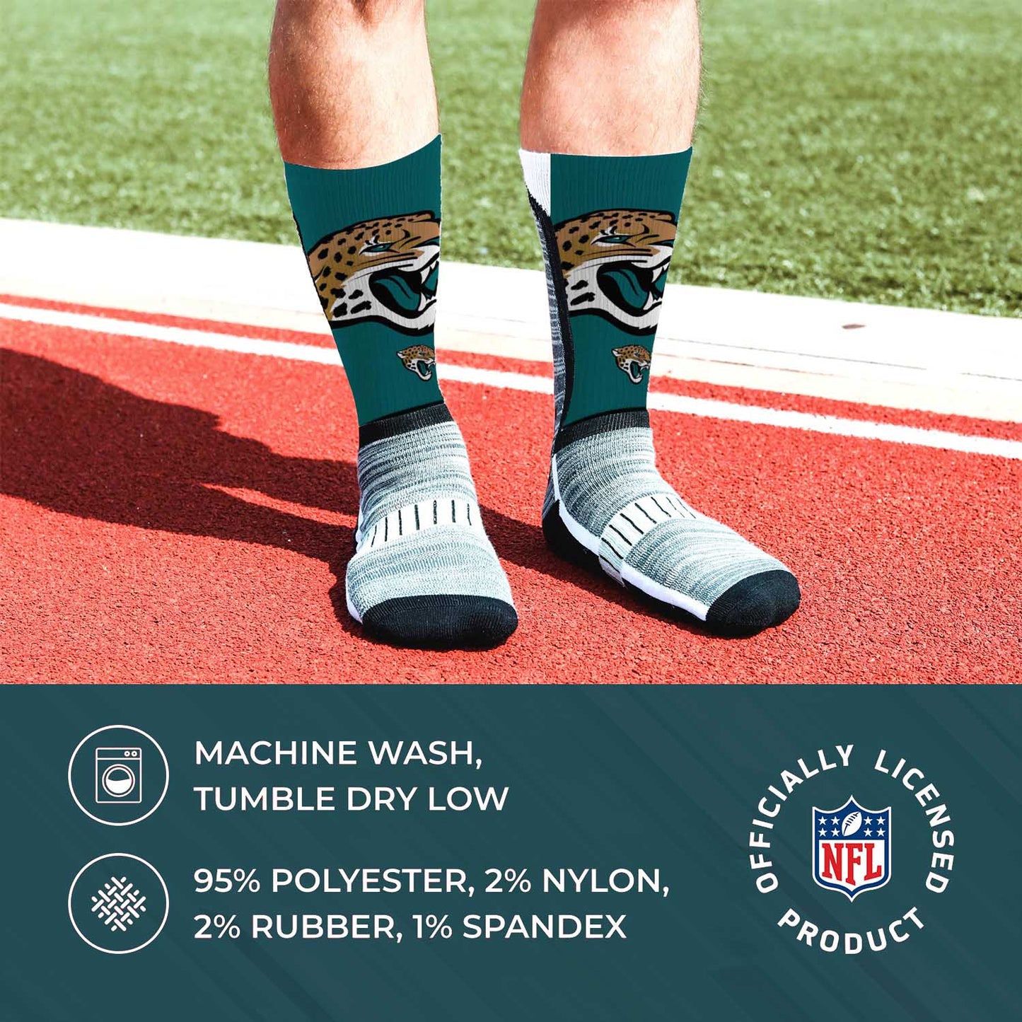 Jacksonville Jaguars NFL Adult Curve Socks - Teal
