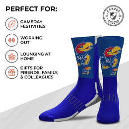 Kansas Jayhawks NCAA Adult State and University Crew Socks - Blue