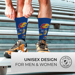 Kansas Jayhawks NCAA Adult State and University Crew Socks - Blue
