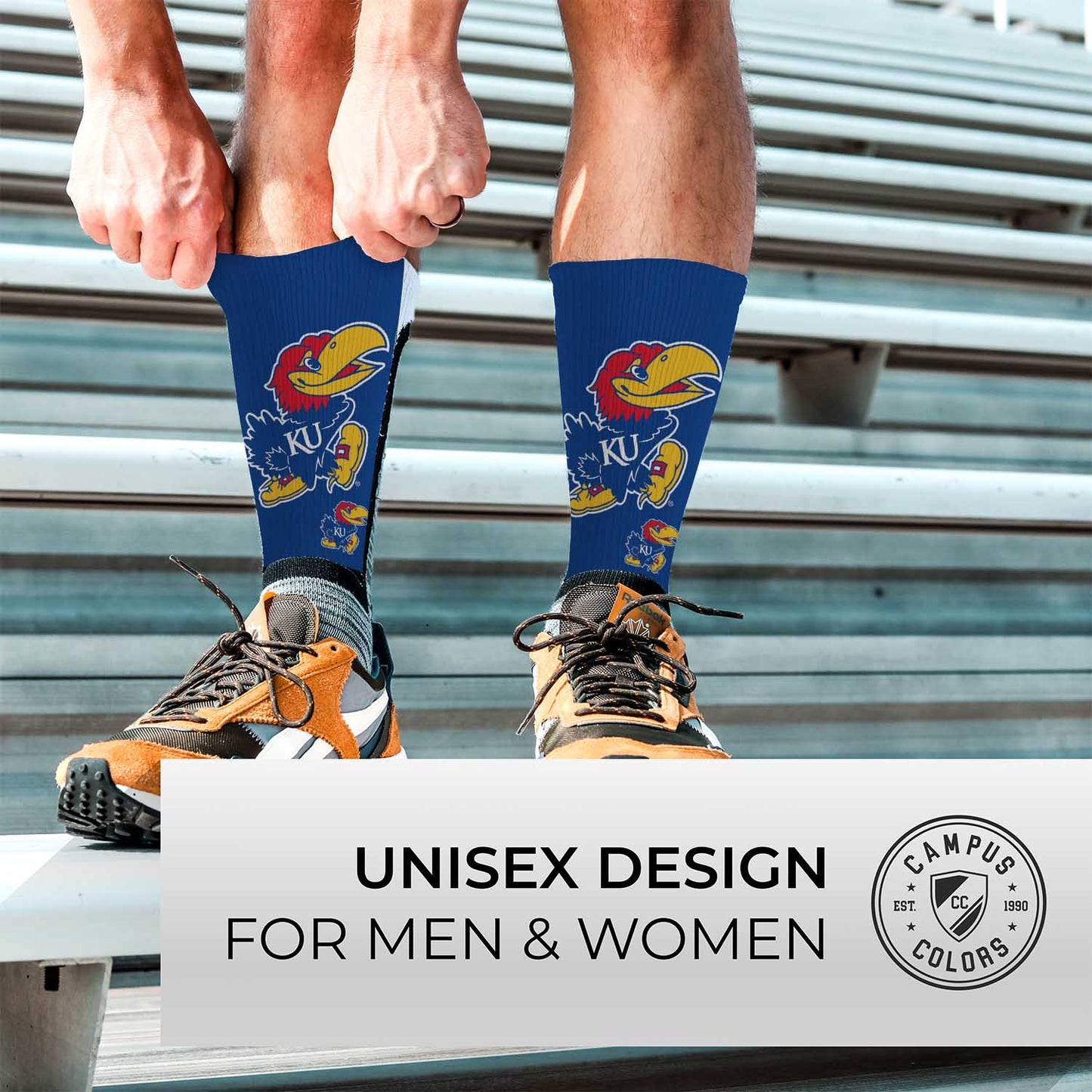 Kansas Jayhawks NCAA Adult State and University Crew Socks - Blue