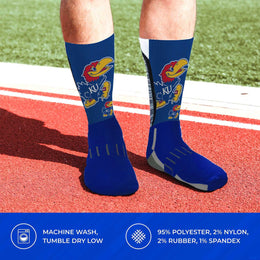 Kansas Jayhawks NCAA Adult State and University Crew Socks - Blue