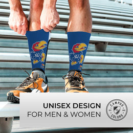 Kansas Jayhawks NCAA Adult State and University Crew Socks - Royal