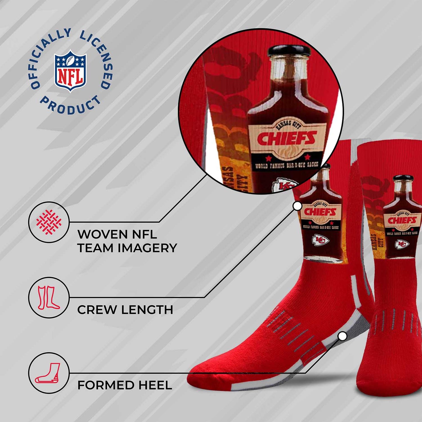 Kansas City Chiefs NFL Youth Zoom Location Crew Socks - Red