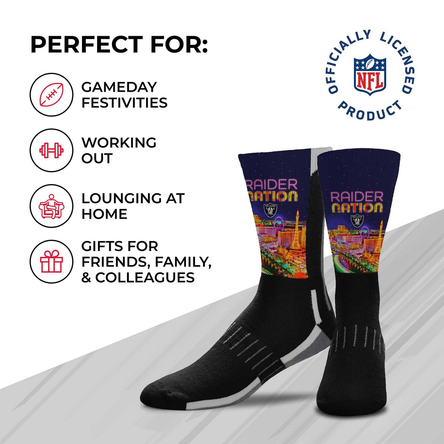 Las Vegas Raiders NFL Youth Zoom Location Crew Socks - Black