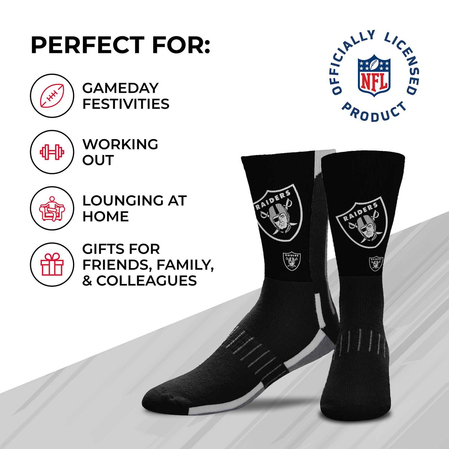 Las Vegas Raiders NFL Adult Curve Socks - Team Color