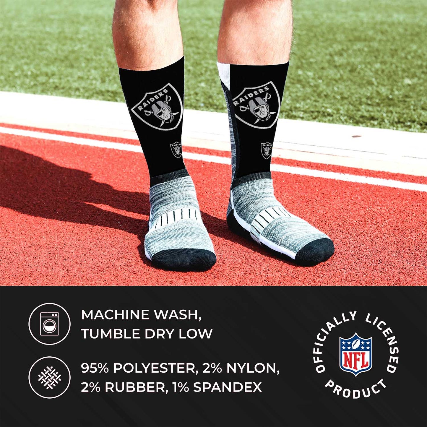 Las Vegas Raiders NFL Youth V Curve Socks - Black