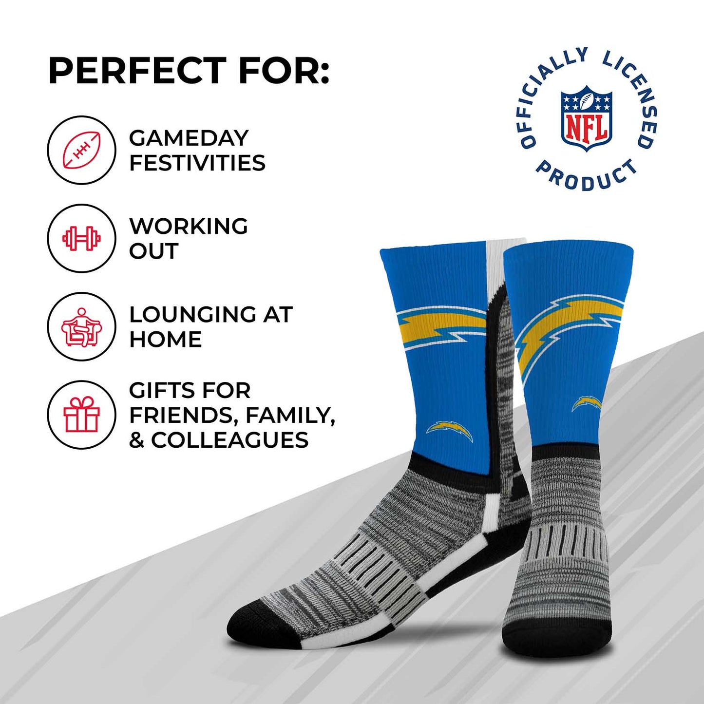 Los Angeles Chargers NFL Adult Curve Socks - Blue