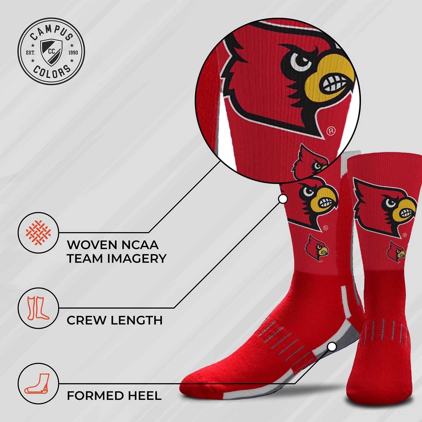 Louisville Cardinals NCAA Youth University Socks - Cardinal