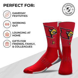 Louisville Cardinals NCAA Adult State and University Crew Socks - Cardinal