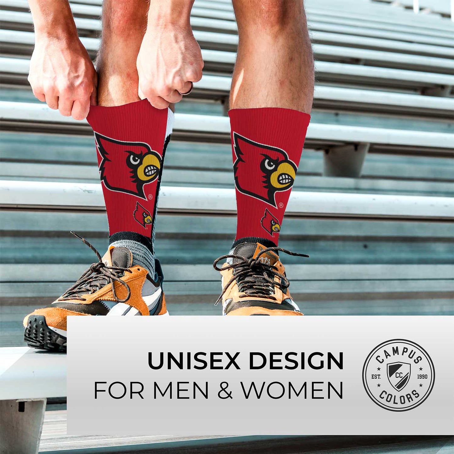 Louisville Cardinals NCAA Adult State and University Crew Socks - Cardinal