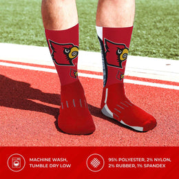 Louisville Cardinals NCAA Adult State and University Crew Socks - Cardinal
