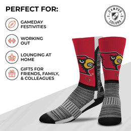 Louisville Cardinals NCAA Adult State and University Crew Socks - Red