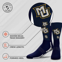 Marquette Golden Eagles NCAA Adult State and University Crew Socks - Indigo/Navy