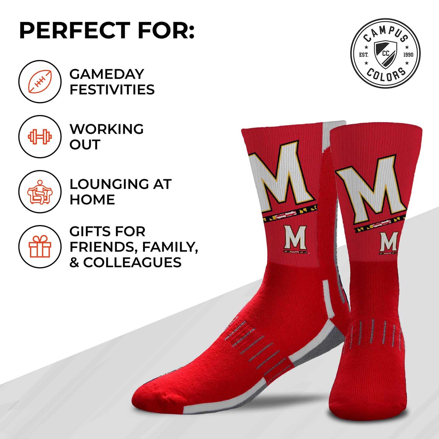 Maryland Terrapins NCAA Youth University Socks - Cardinal