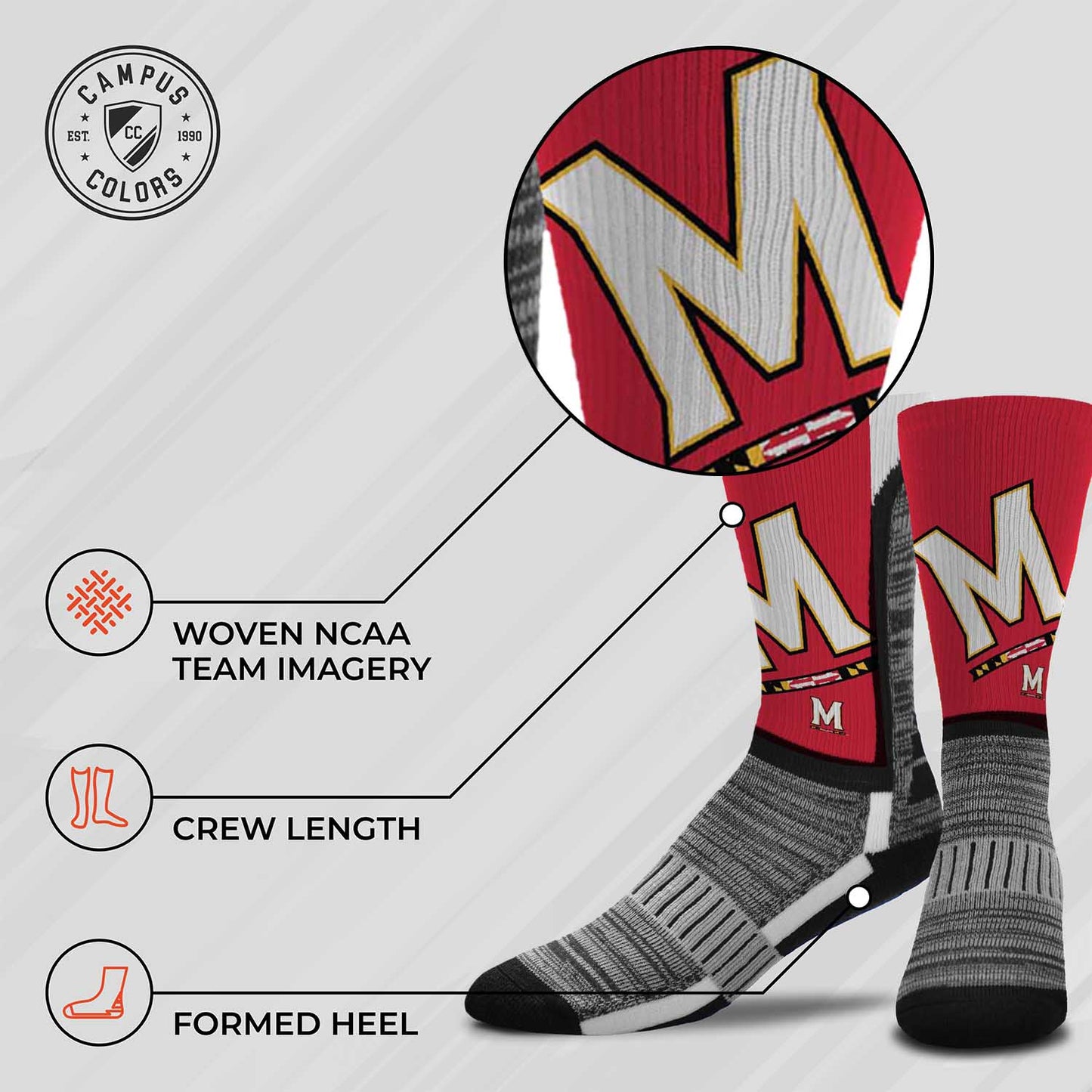 Maryland Terrapins NCAA Youth University Socks - Red