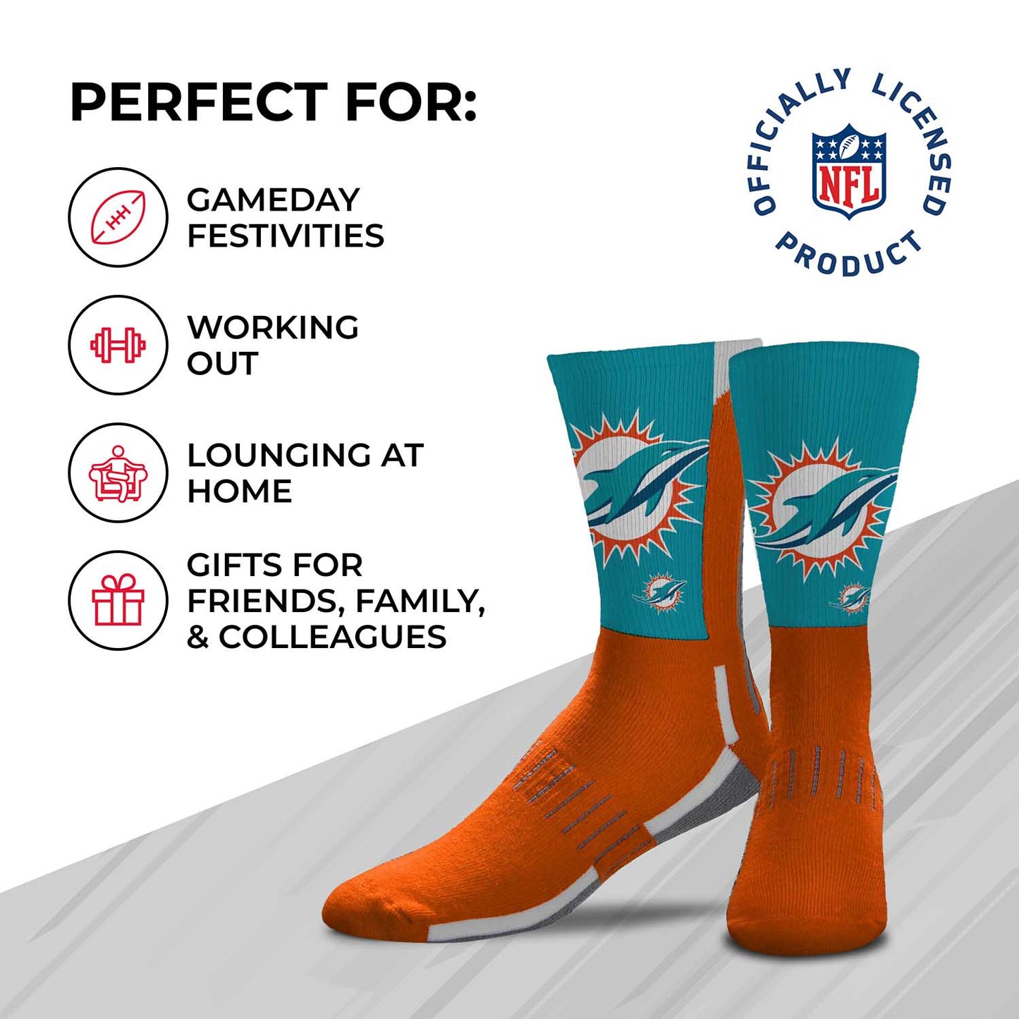 Miami Dolphins NFL Youth V Curve Socks - Orange