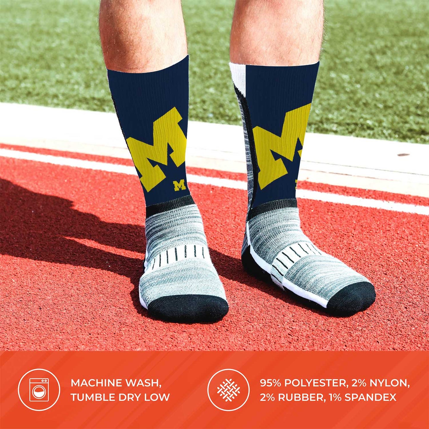 Michigan Wolverines NCAA Adult State and University Crew Socks - Navy