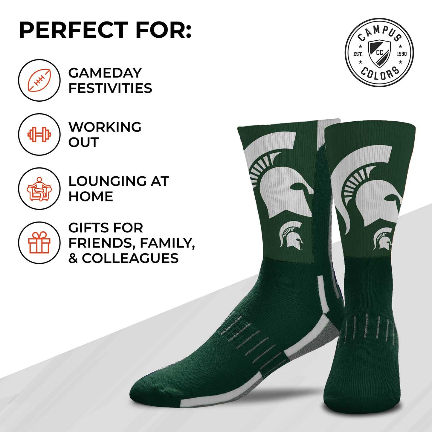 Michigan State Spartans NCAA Youth University Socks - Lime Green