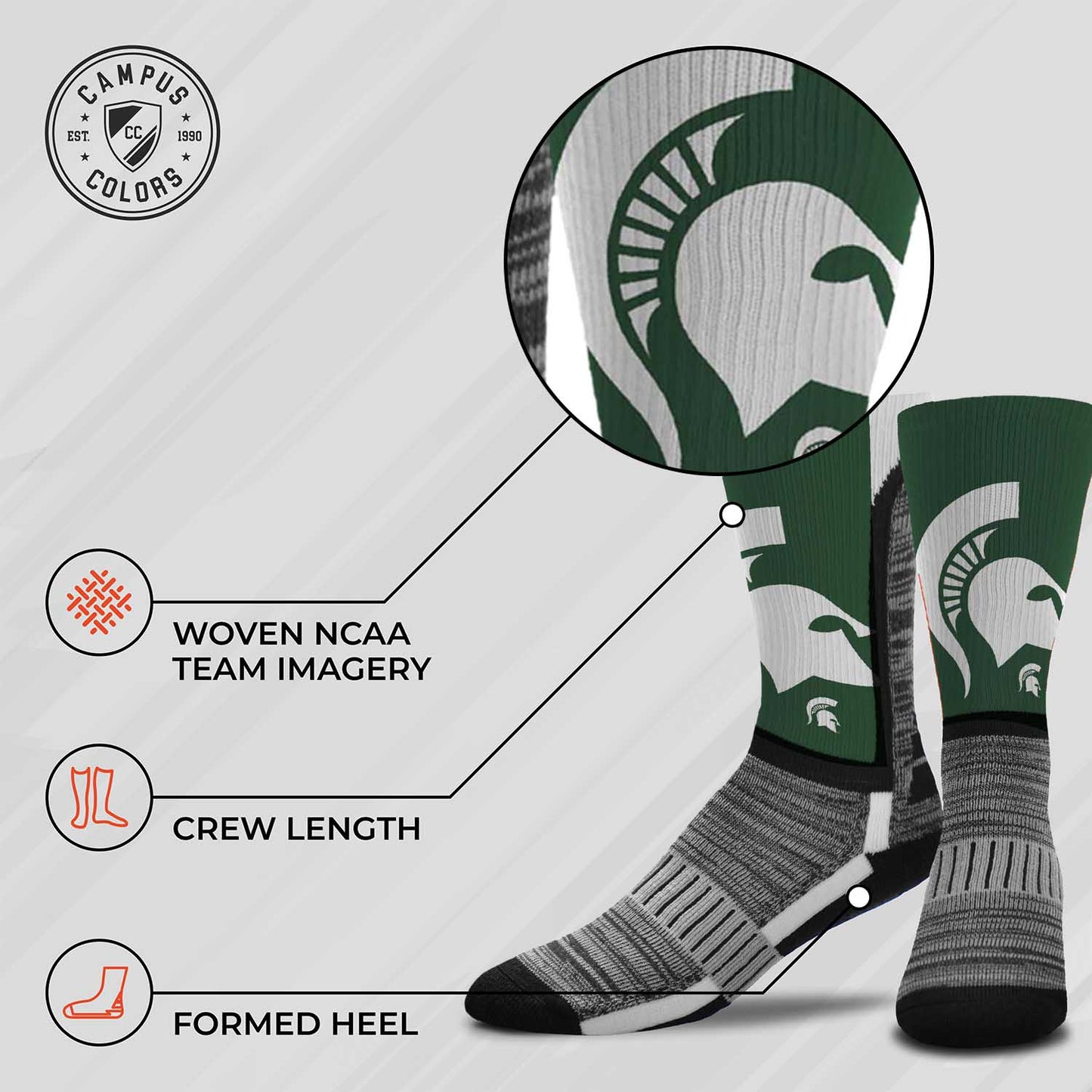 Michigan State Spartans NCAA Youth University Socks - Green