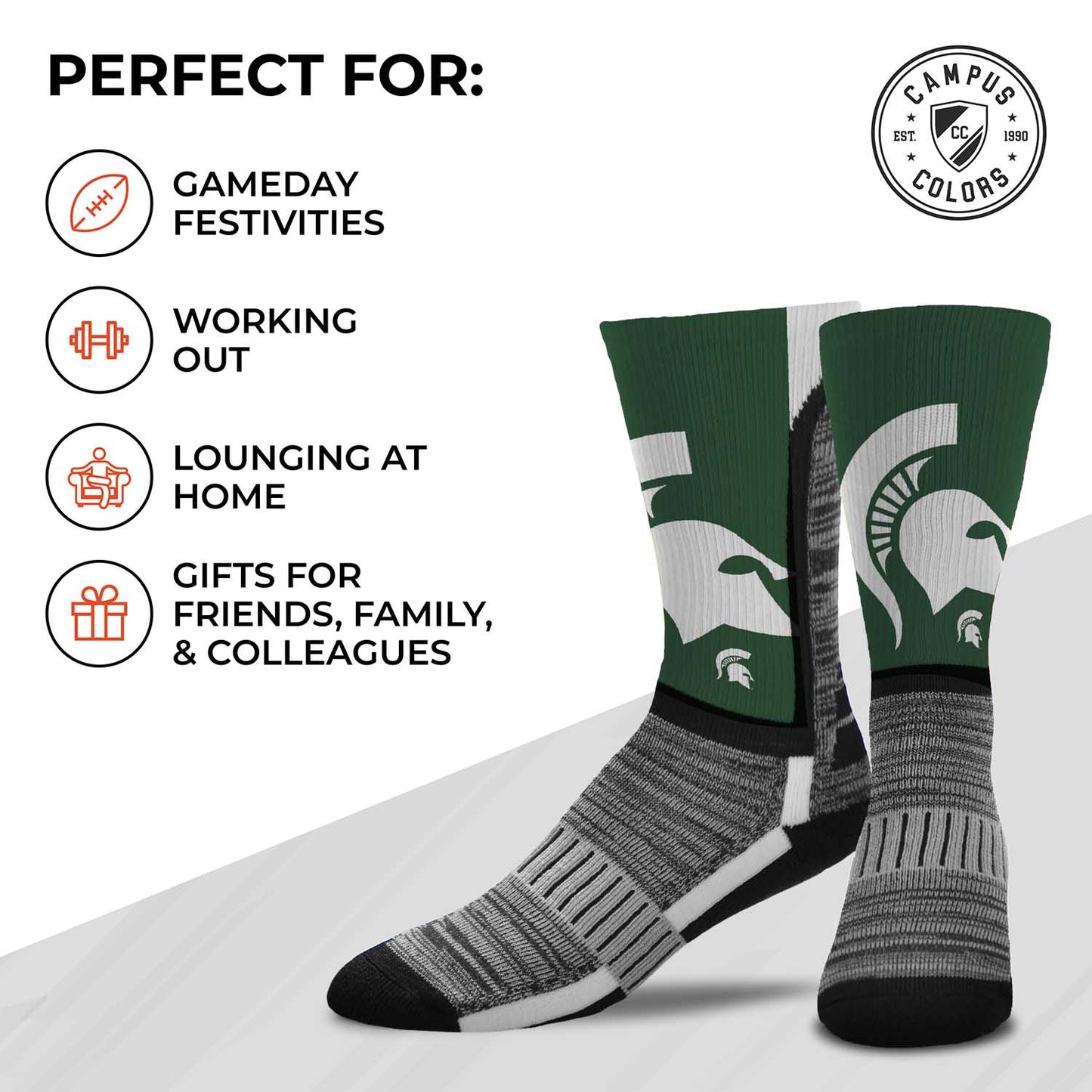 Michigan State Spartans NCAA Youth University Socks - Green