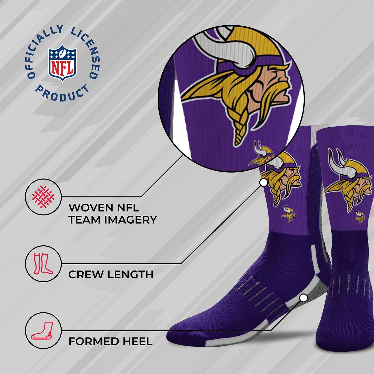 Minnesota Vikings NFL Youth V Curve Socks - Team Color