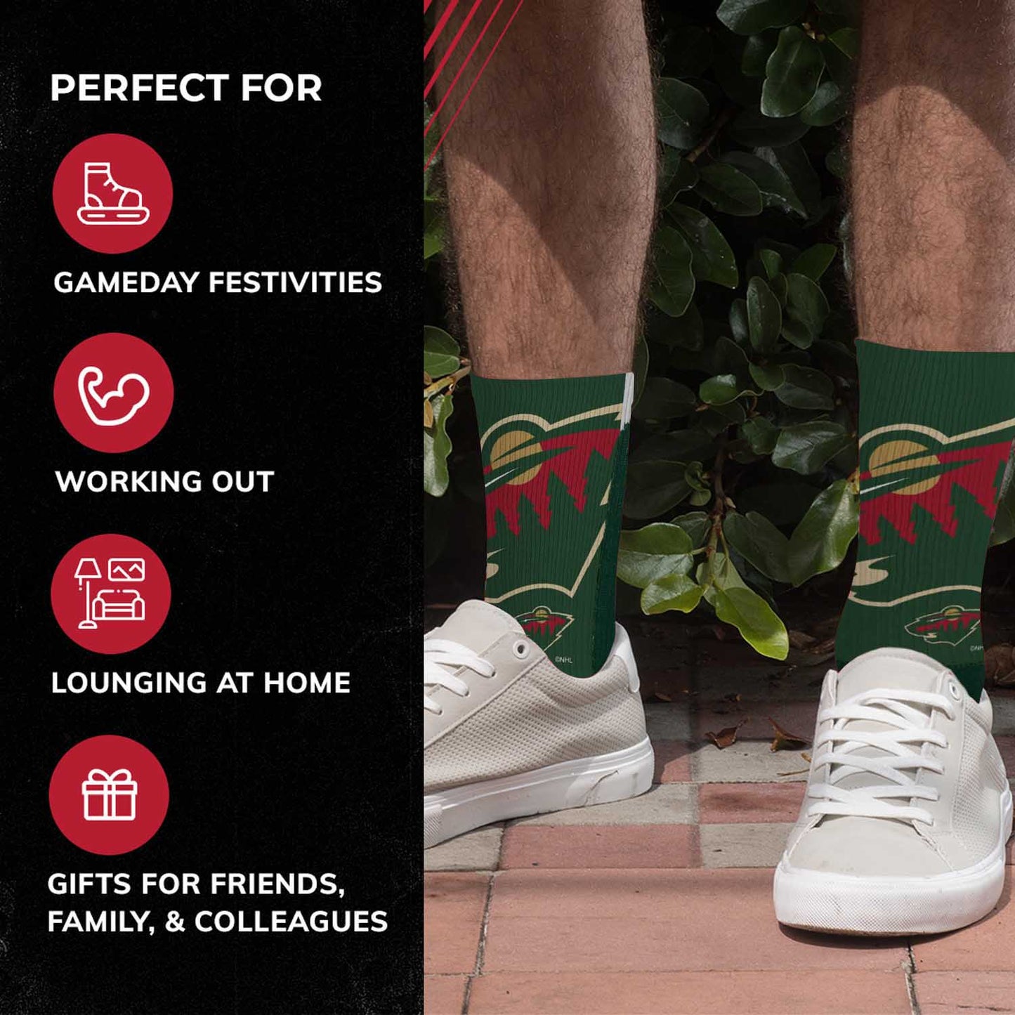 Minnesota Wild Adult NHL Zoom Curve Team Crew Socks - Green