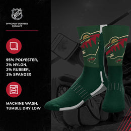 Minnesota Wild Adult NHL Zoom Curve Team Crew Socks - Green