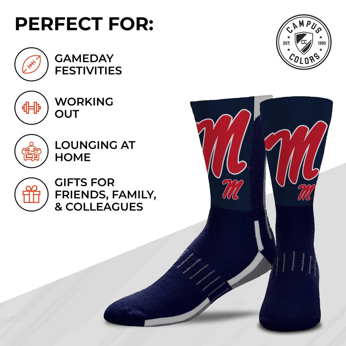 Ole Miss Rebels NCAA Youth University Socks - Blue