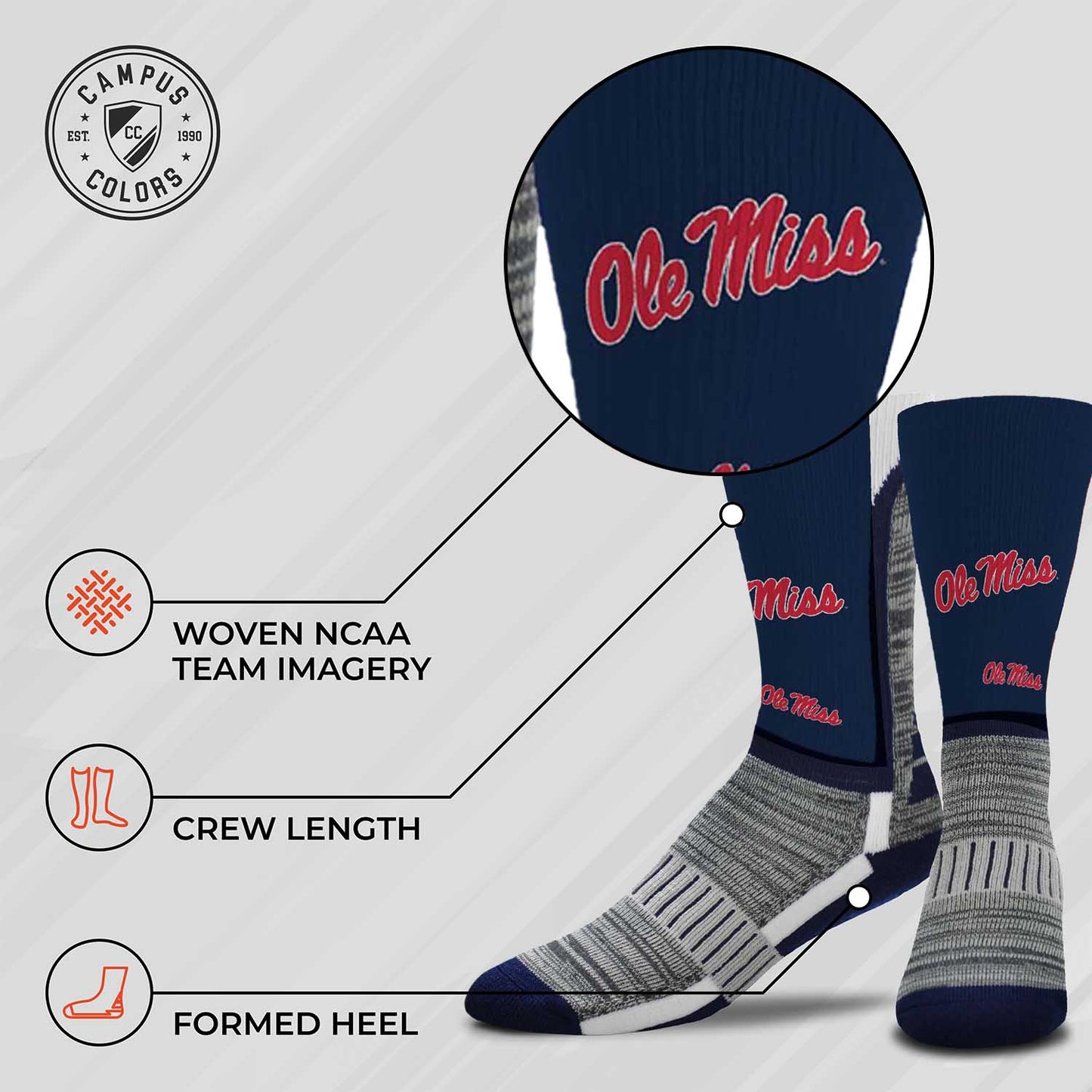 Ole Miss Rebels NCAA Youth University Socks - Navy