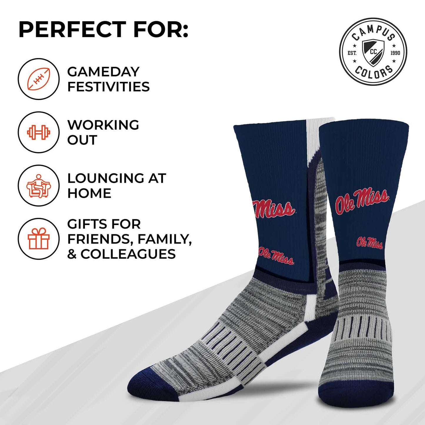 Ole Miss Rebels NCAA Youth University Socks - Navy